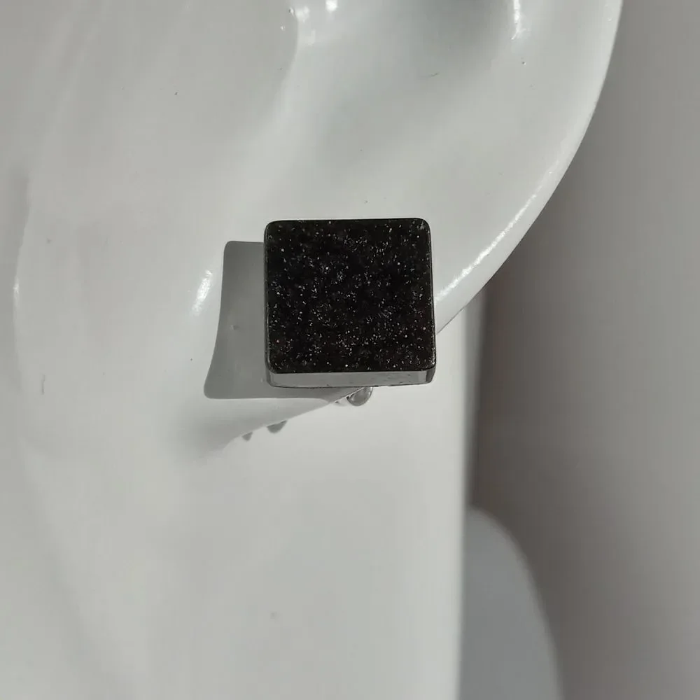 5/$25 Black square resin stud earrings